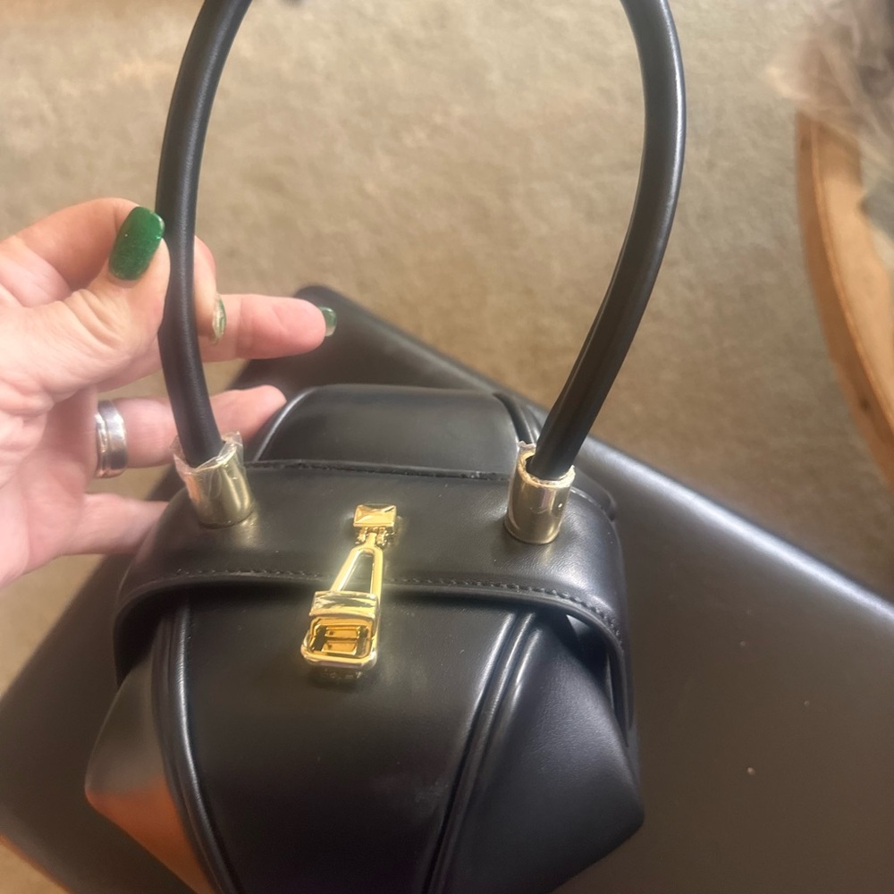 Gabriela Hearst inspired Black Mini Bag with Gold Clasp